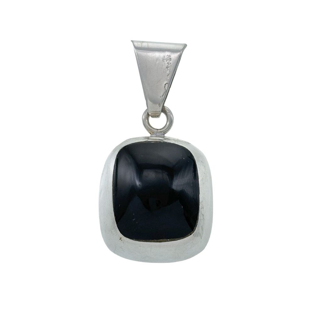 Vintage Mexico Taxco Sterling Silver 925 Black Onyx Slide Pendant